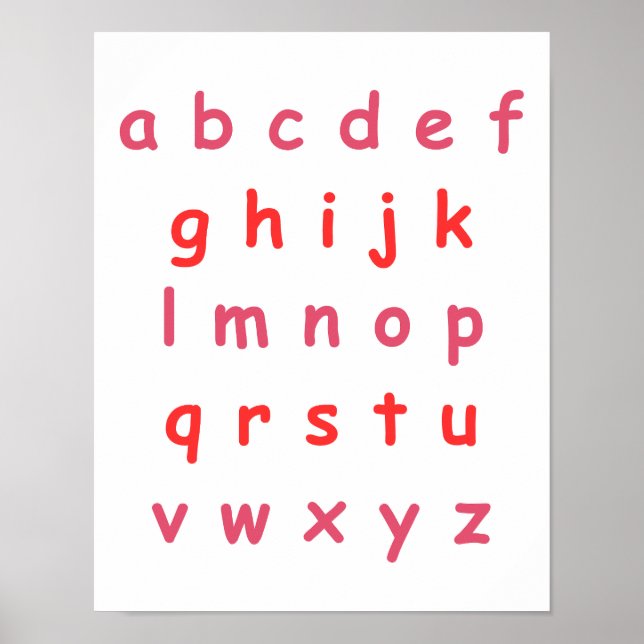Orange Alphabet Lowercase Brev Lacher Kid Room Poster (Framsidan)