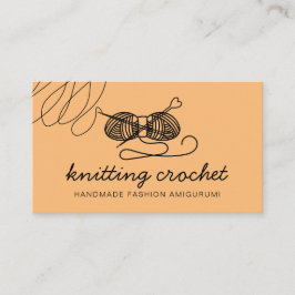 Orange Amigurumi Handgjord Yarn Stickad Virkad Visitkort