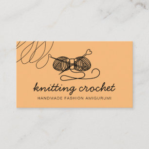 Orange Amigurumi Handmade Yarn Sticka Crochet Visitkort