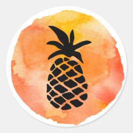 Orange Ananas Design Runt Klistermärke