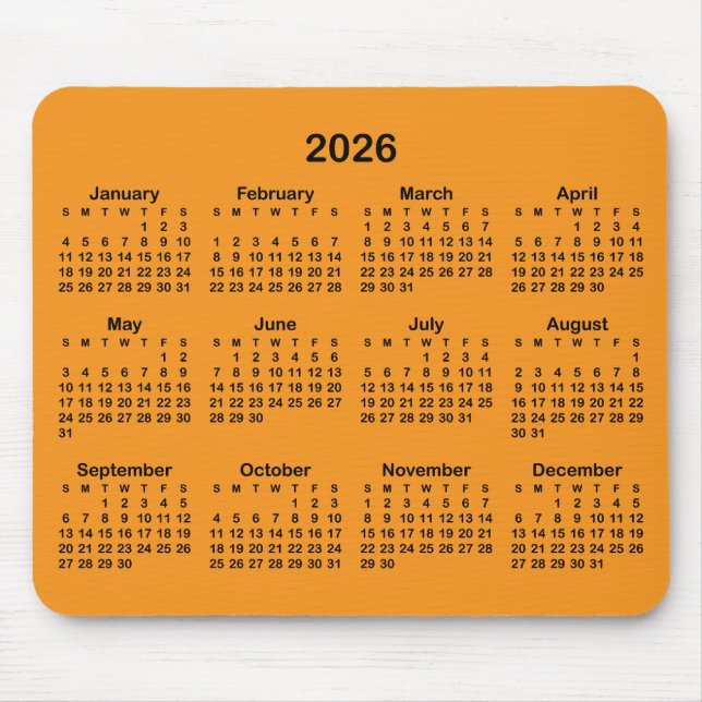 Orange and Black 2026 Calendar Musmatta (Framsidan)