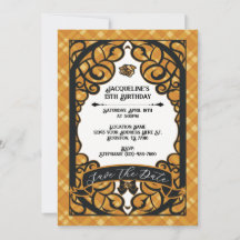 Orange and Black Gated Rose Princess Birthday 