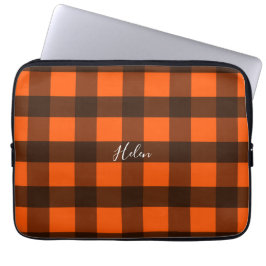 Orange and Black Guingham Laptop Fodral