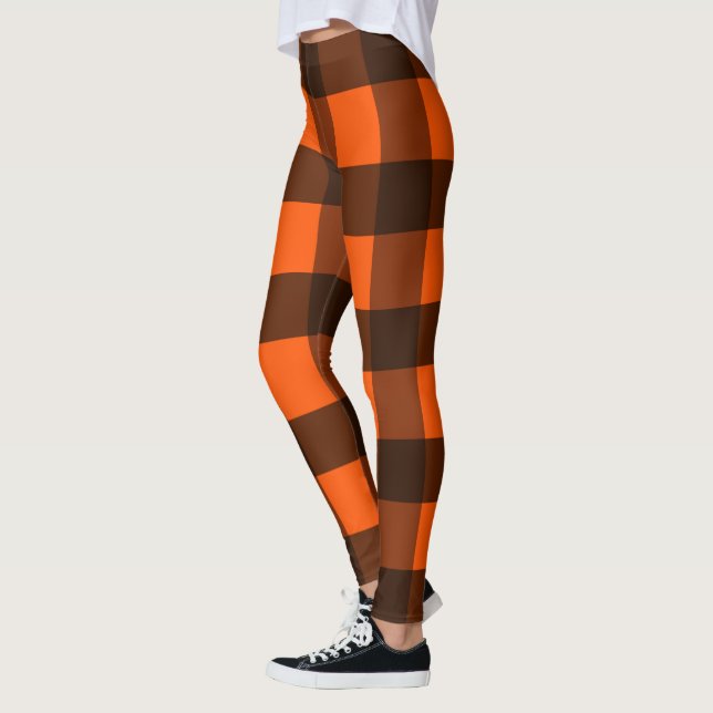 Orange and Black Guingham Leggings (Vänster)