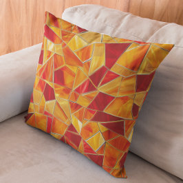 Orange and Gold Stained Glass Mosaic Pattern Kudde