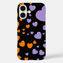 orange and purple hearts polka dots