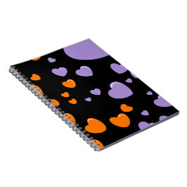 orange and purple hearts polka dots anteckningsbok