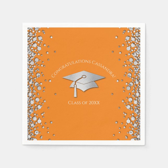 Orange and Silver Graduation Pappersservett (Framsidan)