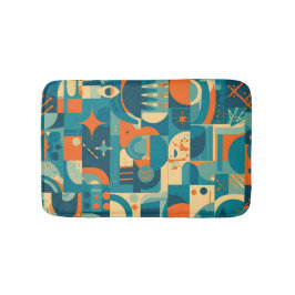Orange and Teal Geometric Abstract Badrumsmatta