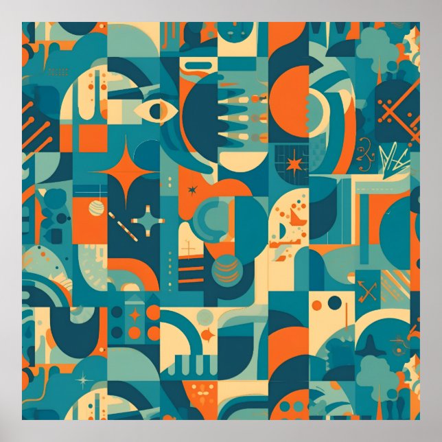 Orange and Teal Geometric Abstract Poster (Framsidan)