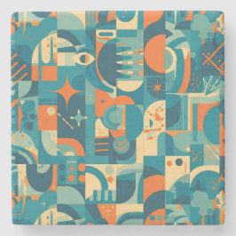 Orange and Teal Geometric Abstract Stenunderlägg