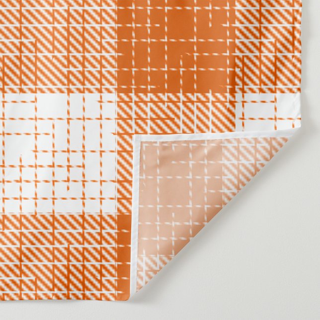 Orange and White Bold Checkered Plaid Design  Tyg (Skapare uppladdad)