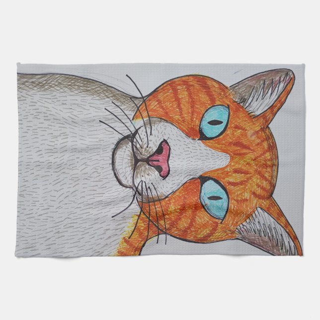 Orange and white cat Kitchen Towels Kökshandduk (Horisontell)