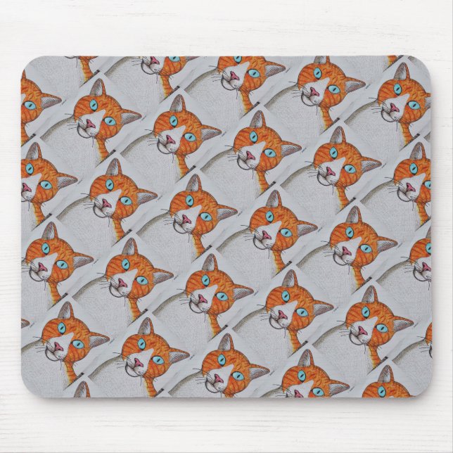 Orange and white Cat pattern Mousepad Musmatta (Framsidan)