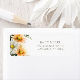 Orange and White Daisies Return Address Label Returadress Etikett