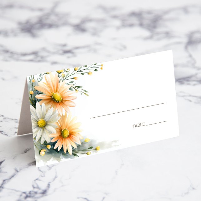 Orange and White Daisies Wedding Place Card Placeringskort (Skapare uppladdad)