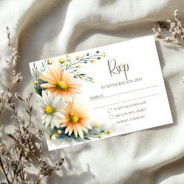 Orange and White Daisies Wedding RSVP OSA Kort