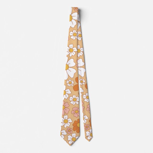 Orange and White Floral Neck Tie Slips (Framsida)