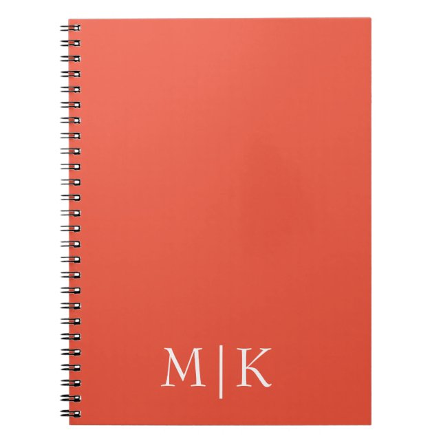 Orange and White | Modern Monogram Anteckningsbok (Framsidan)