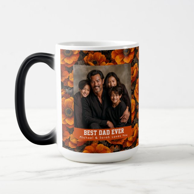 Orange Anemoner Trädgård Bästa Pappa Pappa Lyx Magisk Mugg (Vänster)