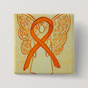 Orange Angel Awareness Ribbon Anpassningsbar Art S Knapp