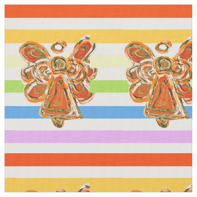 Orange Angel Rainbow Rand Fabric Art Material Tyg (Närbild)