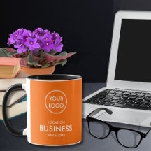 Orange anpassad företagslogotyp kaffemug