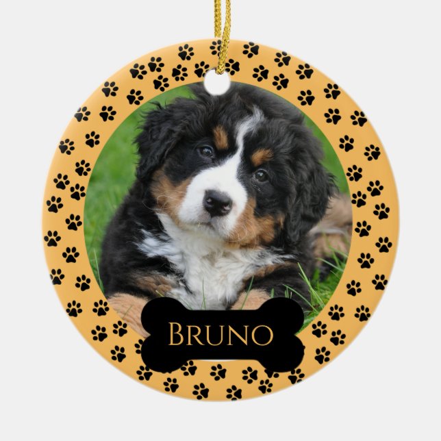 Orange Anpassade Pet Ceramic Circle Ornament (Framsidan)