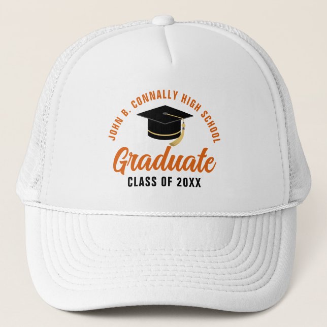 Orange anpassningsbar examen keps (Framsida)