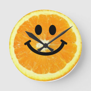 Orange Ansikte Clock Rund Klocka