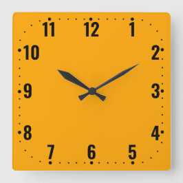 Orange Ansikte med siffror - utan ramar Fyrkantig Klocka