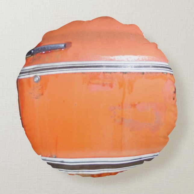 orange antique car silver trim rund kudde (Baksidan)