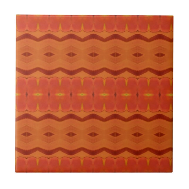 Orange aprikosbrandsgeometrisk konsdekator kakelplatta (Framsidan)