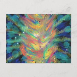 Orange Aqua Grönt Acrylic Abstrakt Art Painting Vykort