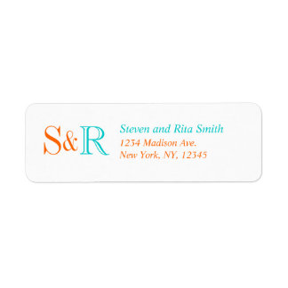 Orange Aqua Two Monogram-Returetiketter Returadress Etikett