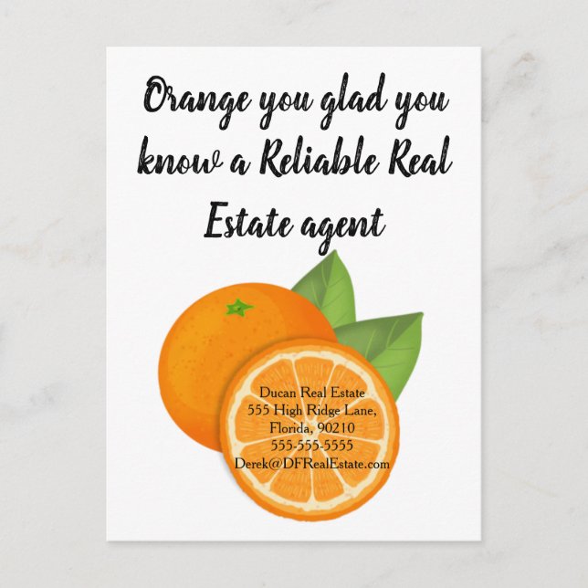 Orange Är Du Glad Klient fastighetsmarknadsföring  Vykort (Framsida)