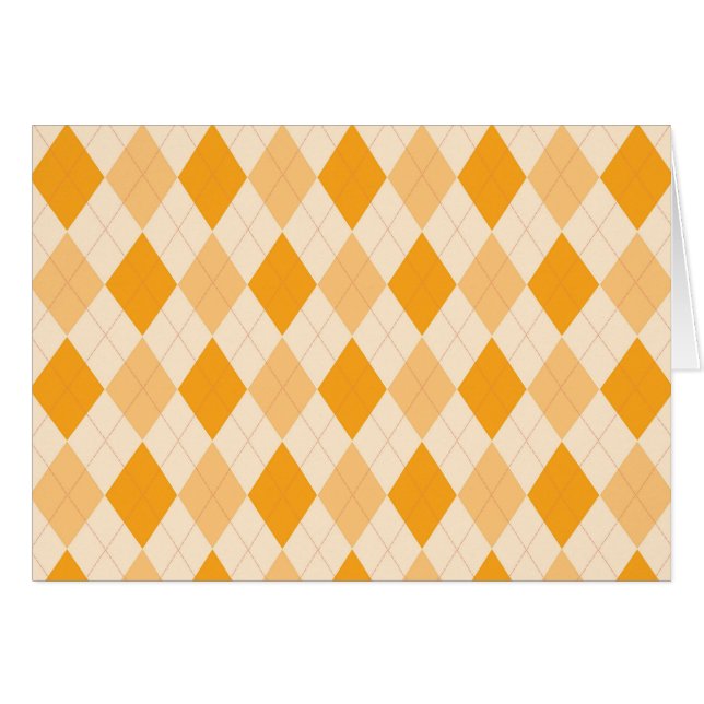 Orange Argyle Hälsningskort (Framsidan Horizontal)
