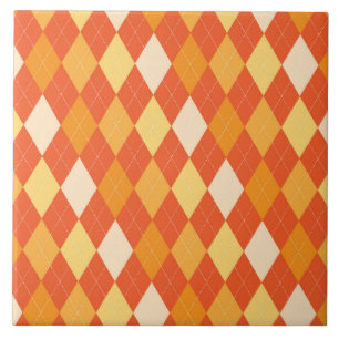 Orange argyle mönster kakelplatta