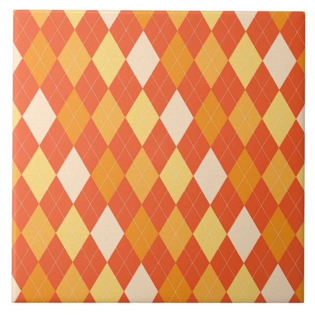 Orange argyle mönster kakelplatta (Framsidan)