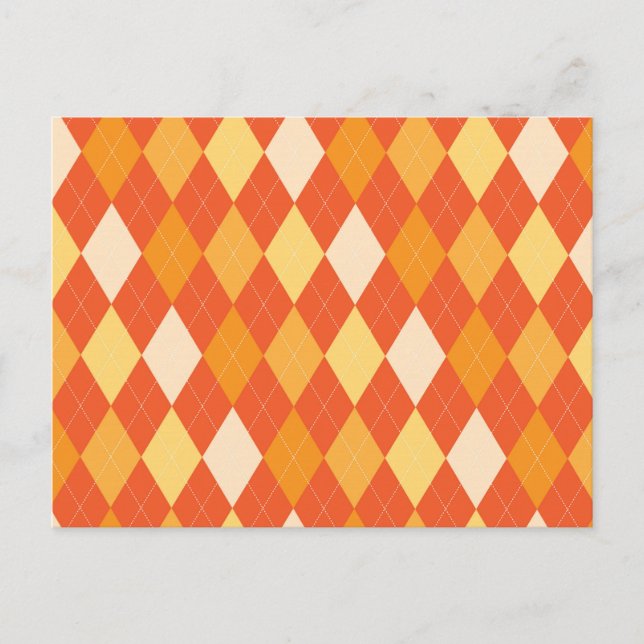 Orange argyle mönster vykort (Framsida)