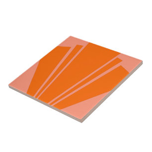 Orange Art Deco-design Kakelplatta