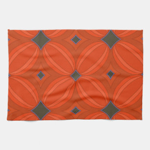 Orange Art Deco Kitchen Towel Kökshandduk