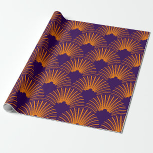 Orange art-deco mönster på lilans djupaste bakgrun presentpapper