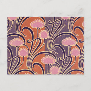 Orange Art Deco Mönster Vykort