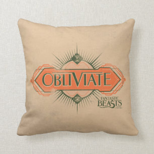 Orange Art Deco Obliviate Spell Graphic Kudde
