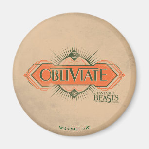 Orange Art Deco Obliviate Spell Graphic Magnet