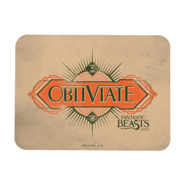 Orange Art Deco Obliviate Spell Graphic Magnet (Horisontell)