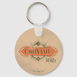 Orange Art Deco Obliviate Spell Graphic Nyckelring