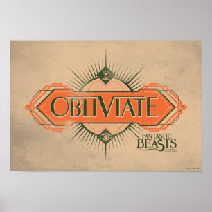 Orange Art Deco Obliviate Spell Graphic Poster