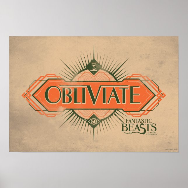 Orange Art Deco Obliviate Spell Graphic Poster (Framsidan)